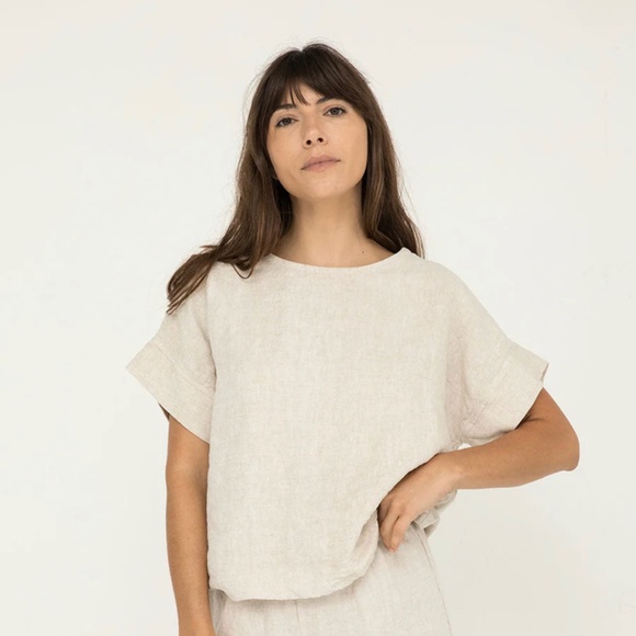 Elizabeth Suzann Tops - Elizabeth Suzann Georgia Tee in Flax Linen